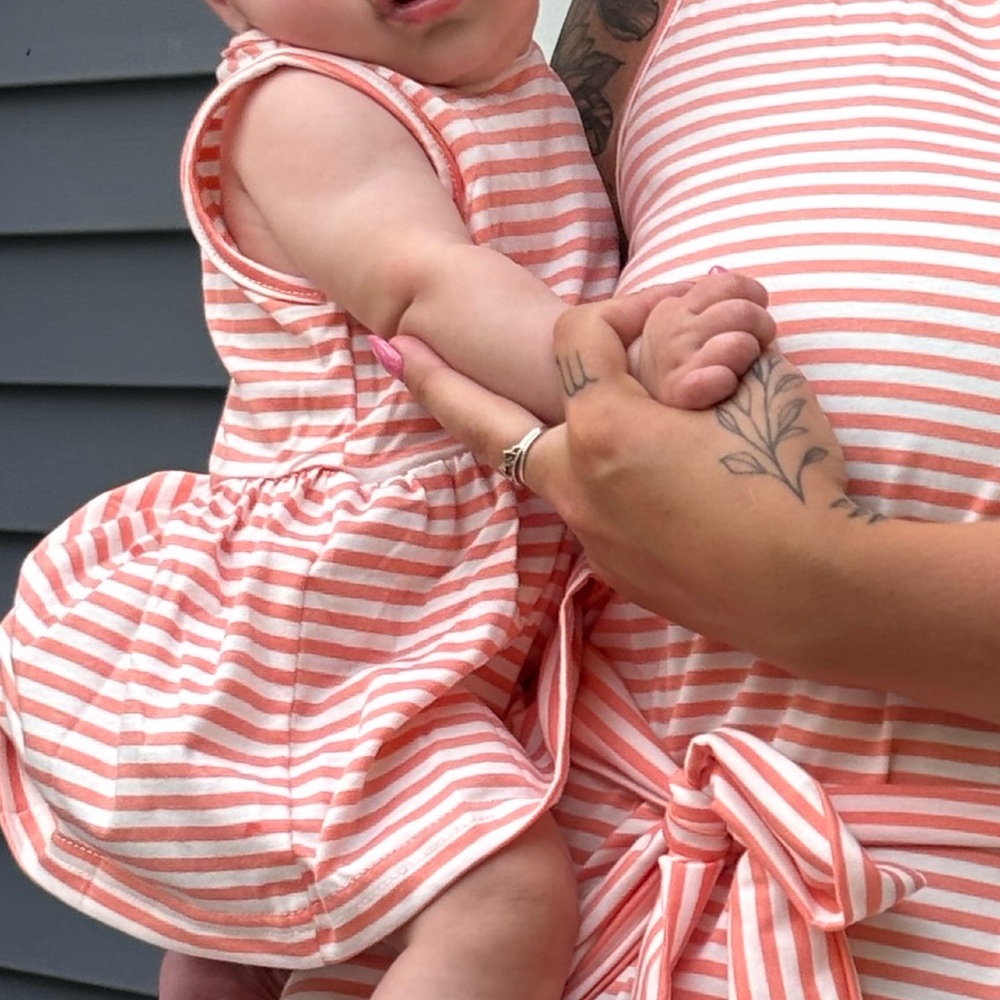 Mommy & Me Pink Striped Dress For Baby